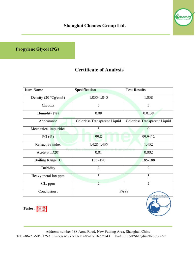 propylene glycol COA