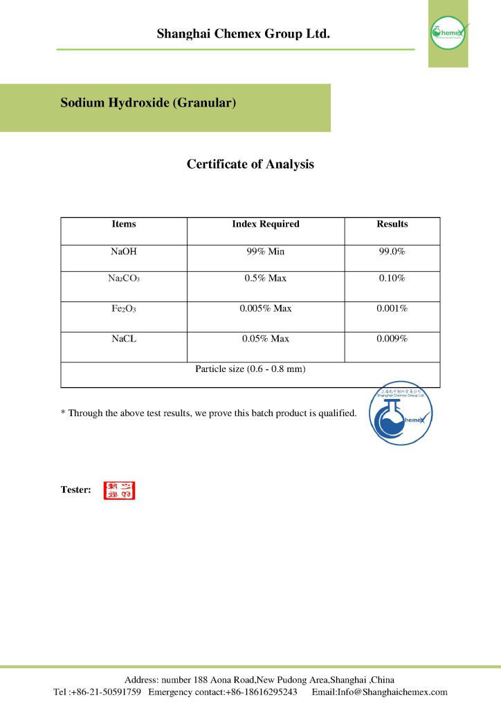 sodium hydroxide COA