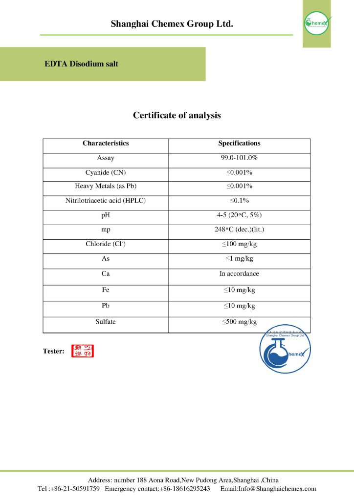 EDTA 2 COA