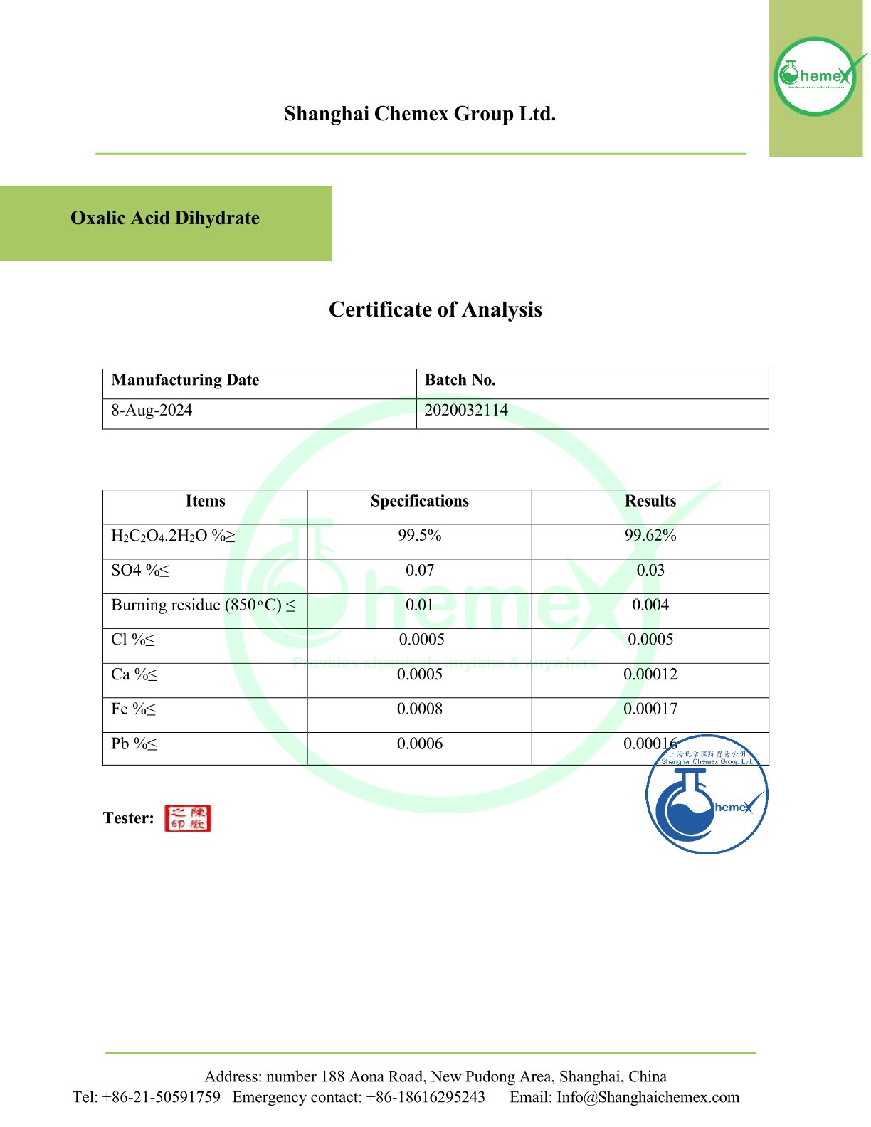 Oxalic Acid Dihydrate