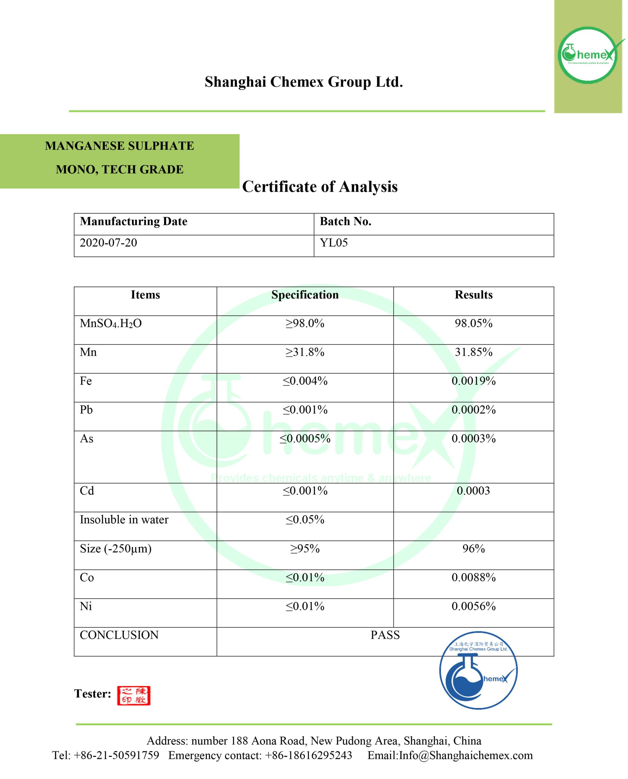 manganese sulphate monohydrate 