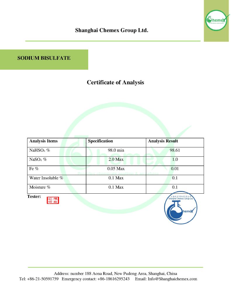 Sodium Bisulfate COA
