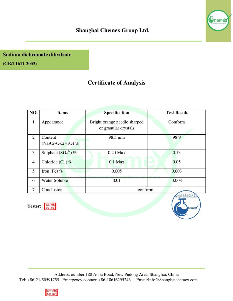 Sodium Dichromate COA
