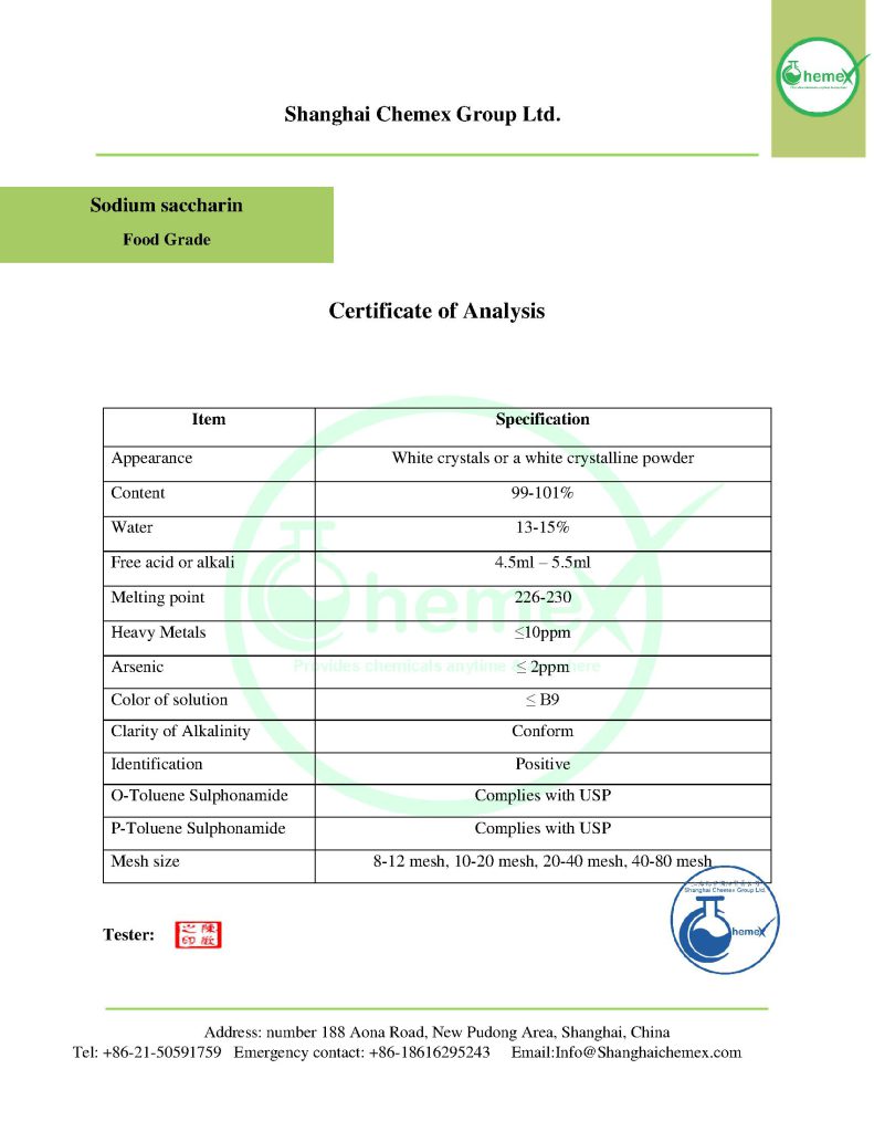 Sodium saccharin COA