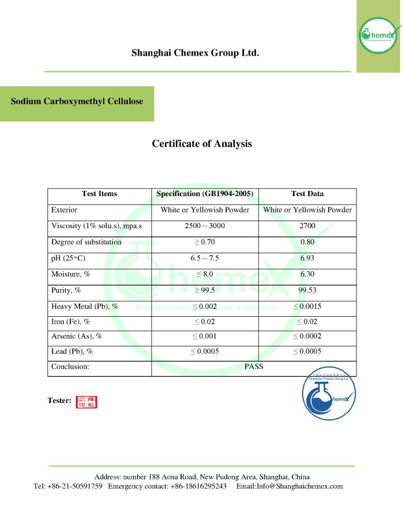 Carboxymethyl Cellulose (CMC) - Shanghai Chemex
