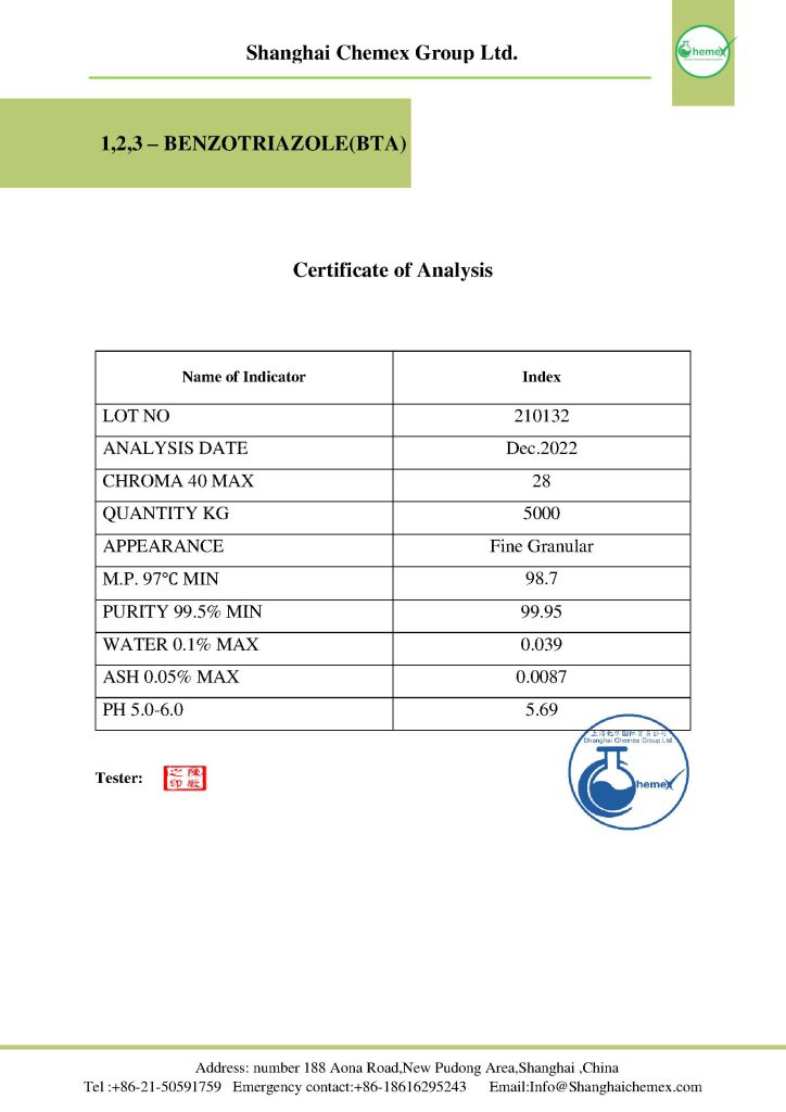 Benzotriazole COA