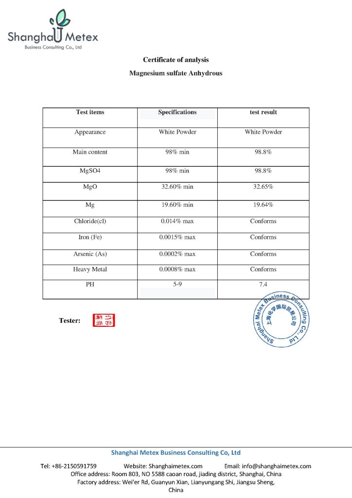 Magnesium sulfate COA 2