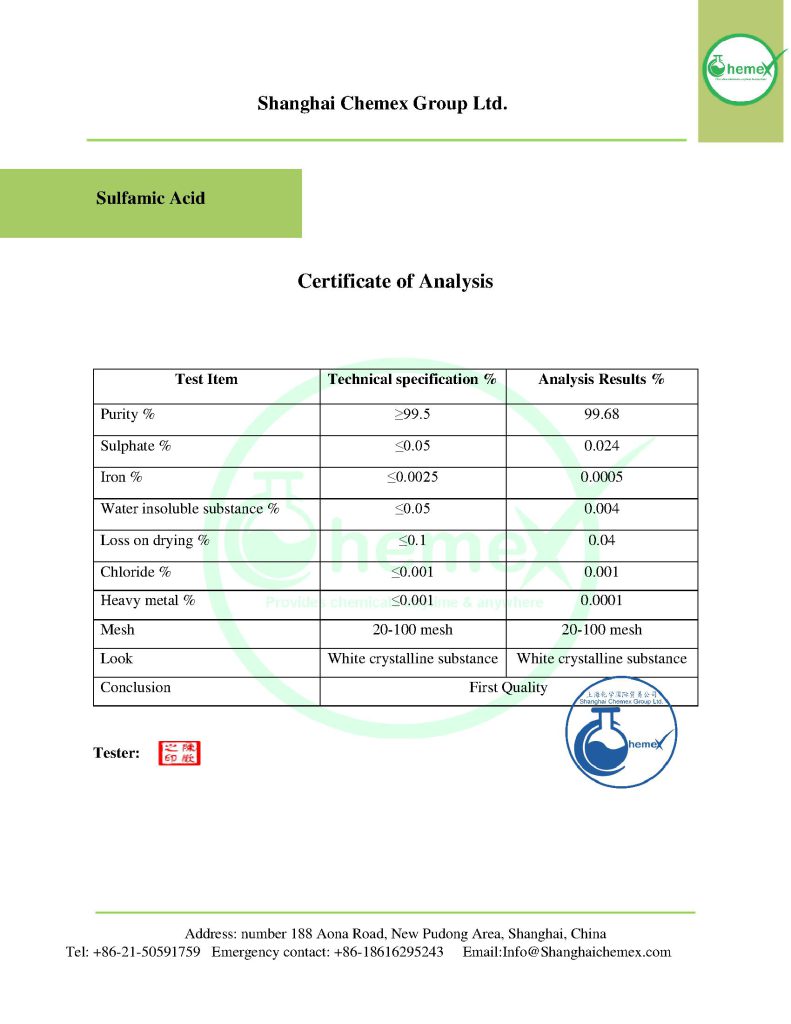 Sulfamic acid COA