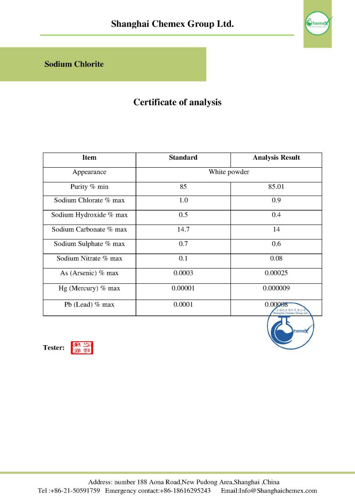 Sodium Chlorite COA