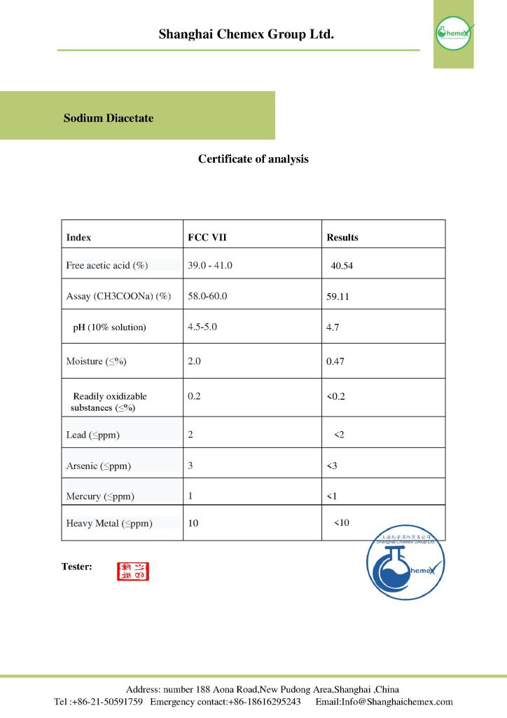 Sodium diacetate COA