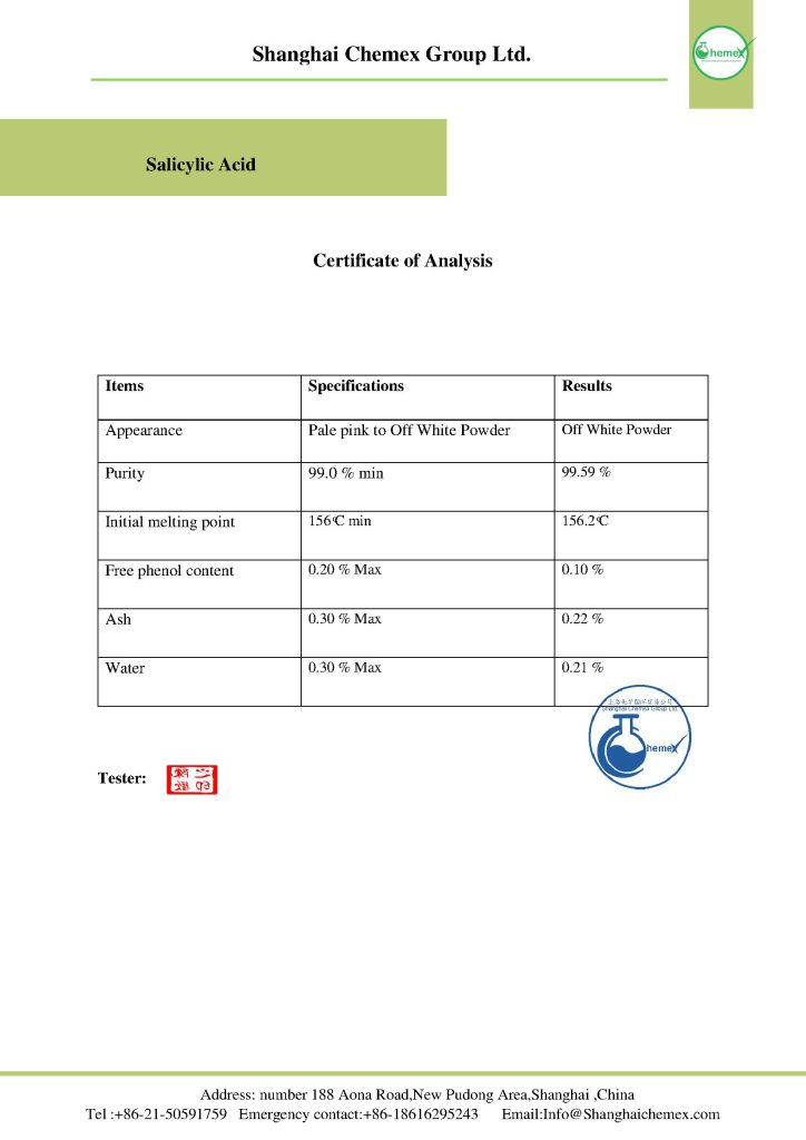Salicylic acid COA