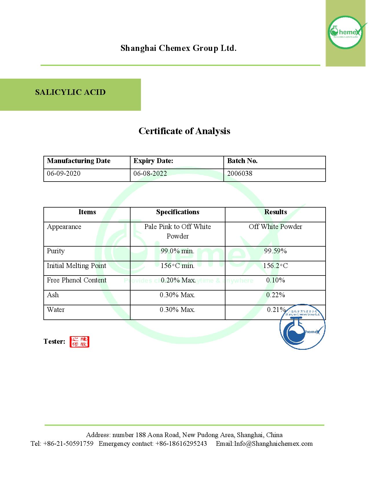 Buy Salicylic Acid; price, uses, and structure | Shanghai Chemex