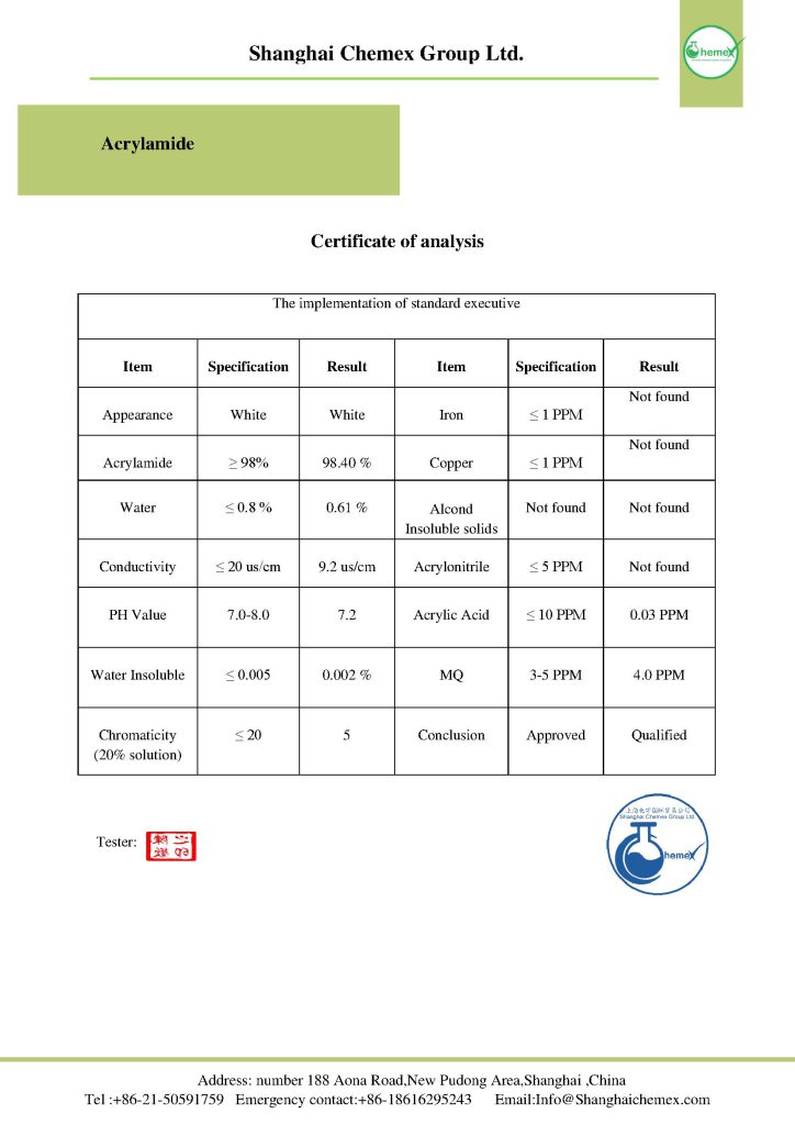 Acrylamide COA