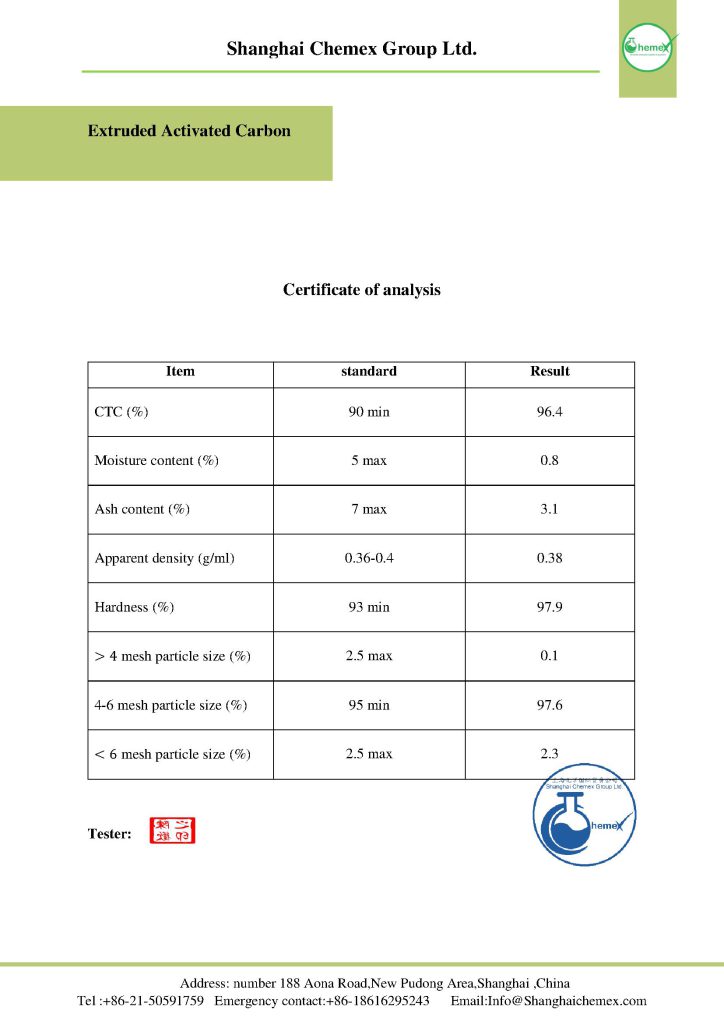 Activated carbon COA