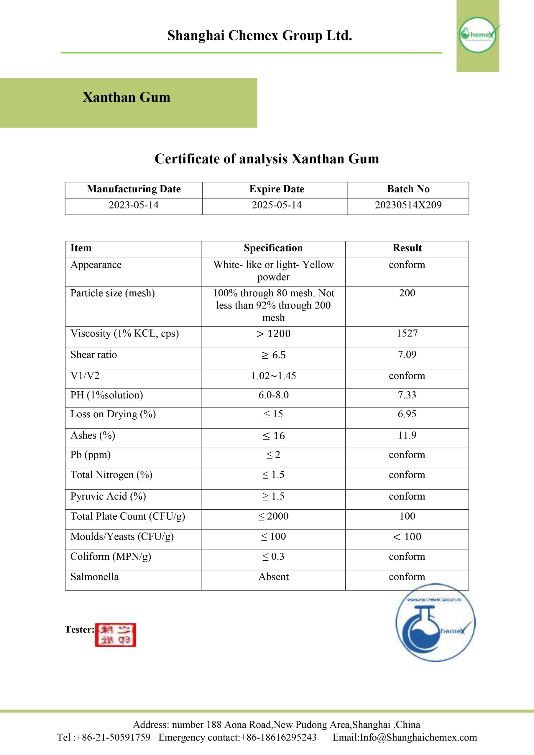 xanthan gum analysis