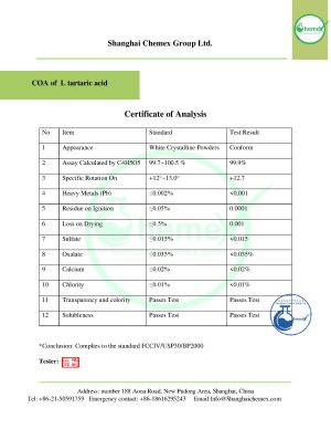 Tartaric Acid - Shanghai Chemex