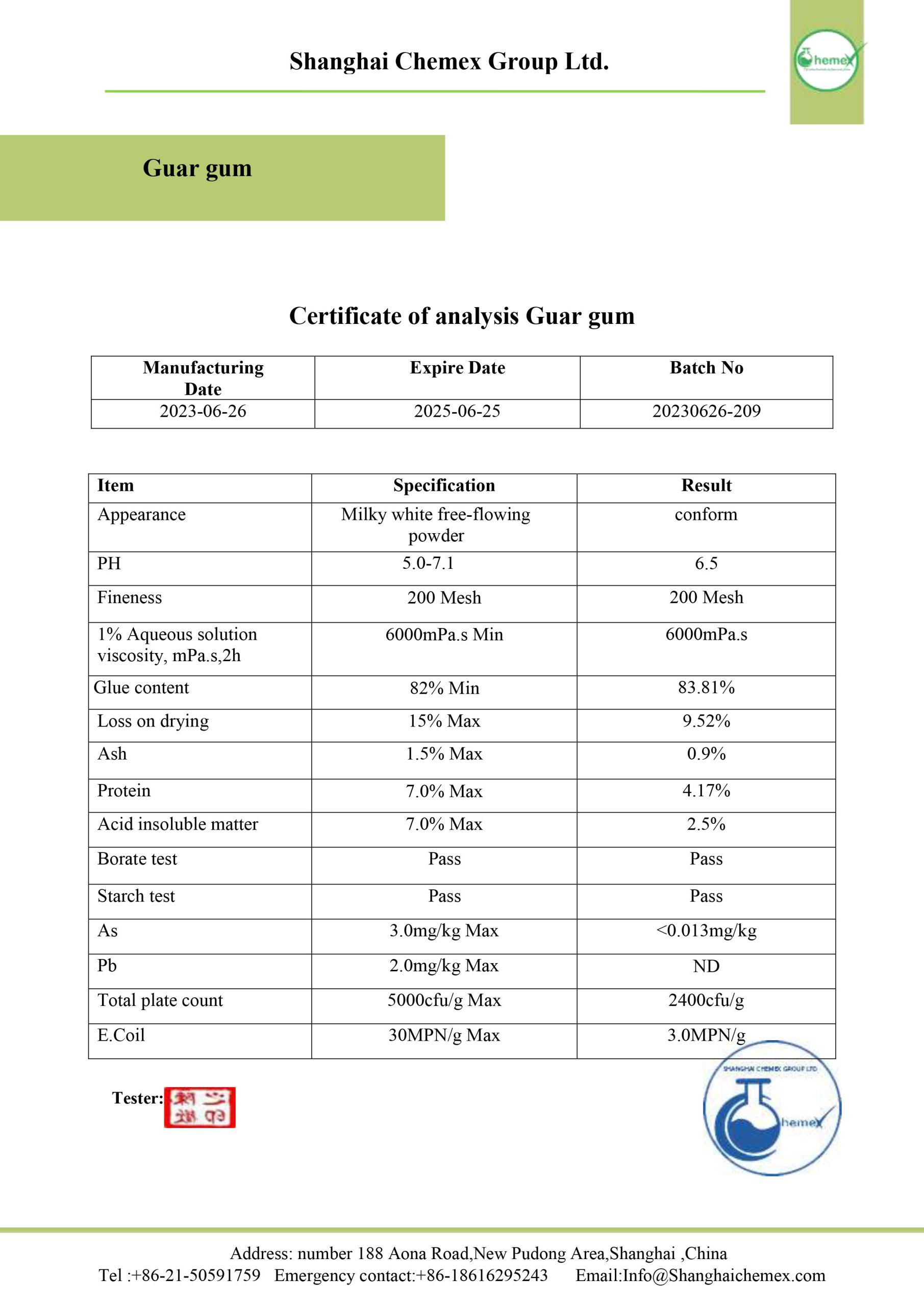 guar gum analysis