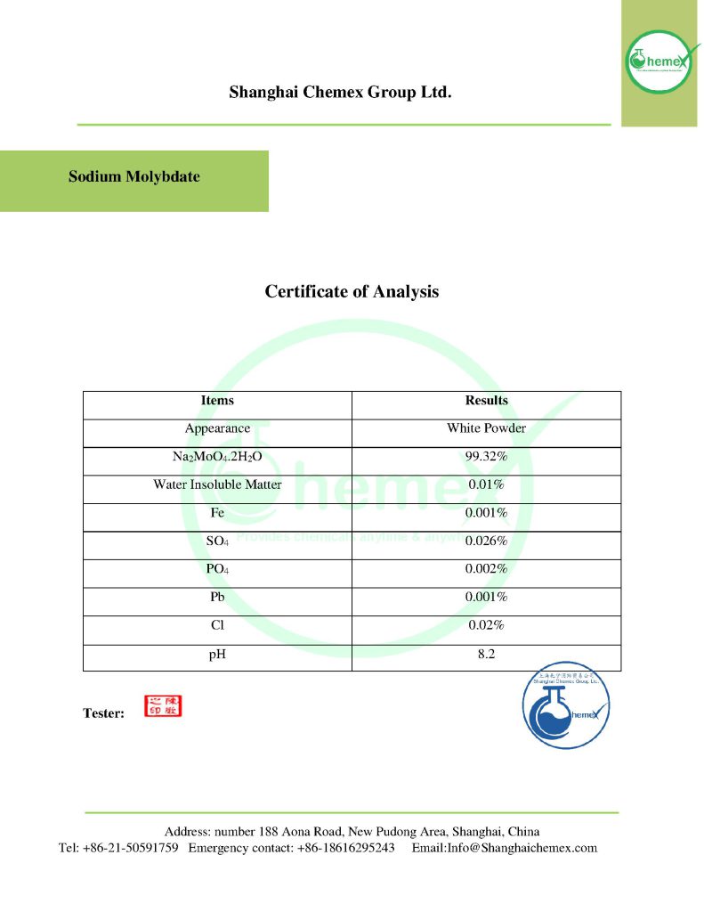 Sodium Molybdate COA
